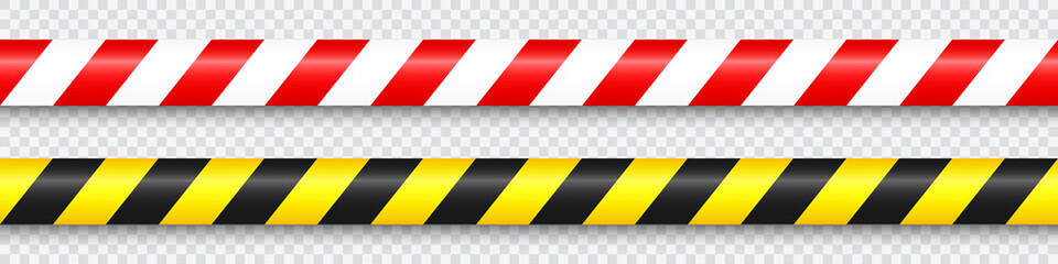 Wall Mural - Realistic barricade tape. Police warning line. Danger or hazard stripe. Under construction sign. Vector illustration.