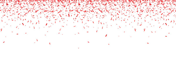 Wall Mural - Christmas, Valentines day red confetti on white background. Falling shiny glitter. Festive party design elements.