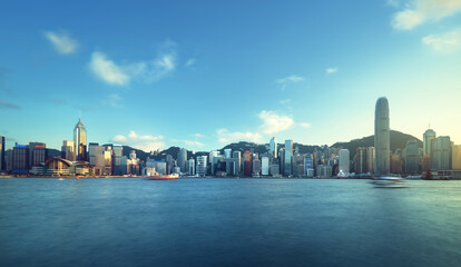 Fototapete - Hong Kong harbour, long exposition
