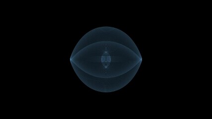 Wall Mural - Animation of blue wire framed holographic sphere with various rotations and transformations in space trough time.