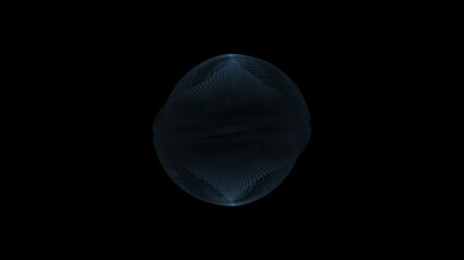 Wall Mural - Animation of blue wire framed holographic sphere with various rotations and transformations in space trough time.