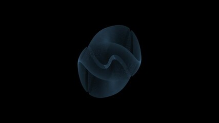 Wall Mural - Animation of blue wire framed holographic sphere with various rotations and transformations in space trough time.