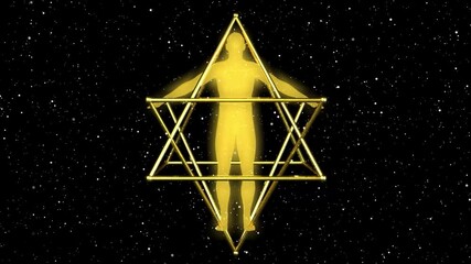 cuerpo de luz dentro de la merkaba dorada 3d