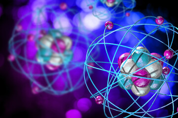 Wall Mural - atomic particle 3d illustration