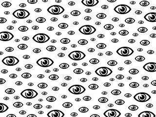 One eye pattern looking sharp of various sizes isolated on a white background. Become a symbol that is full control, focus, terror, or belief in something.