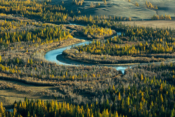 Poster - Top view of Chuya river at Altai mountains, Siberia, Russia.