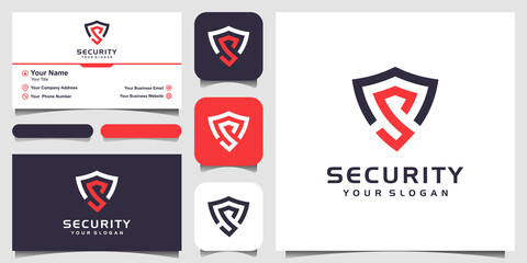 Wall Mural - PrintCreative letter S Shield Concept Logo Design Templates and business card design