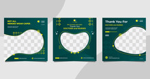 Collection Of Healthcare Social Media Post Templates With Green And Yellow Background. Suitable For Medical Concept, Not All Heroes Wear Capes