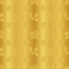 Wall Mural - golden christmas pattern with poinsettia, holly, berries. foil texture. hand drawn winter design