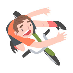 Sticker - Frightened Boy Falling Down from Bike, Traumatic Accident, Health Risk, Pain, Injury Cartoon Style Vector Illustration