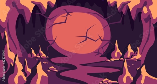 Fotomural Creepy cave of monsters illustration