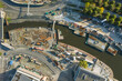 © Nikolajs - Construction site (north side) of a tunnel across a river in Gothenburg, aerial birds eye image, Gothenburg, Sweden, 2020 year