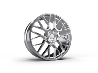 forged car rim isolated on white background. 3D rendering illustration.