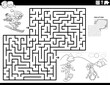© Igor Zakowski - maze game with skiing girls coloring book page