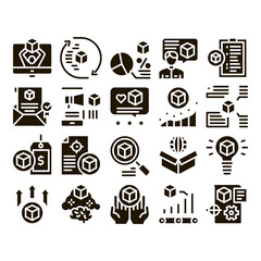 Aufkleber - Product Manager Work Glyph Set Vector. Product Manager Business Idea And Price, Web Site And Research, Checklist And Analysis Glyph Pictograms Black Illustrations
