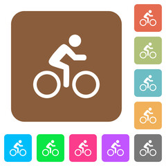 Sticker - Bicycle with rider rounded square flat icons