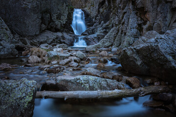 Wall Mural - The famous waterfall of Purgatory located in the town of Rascafria in Guadarrama mountain range, Madrid, Spain