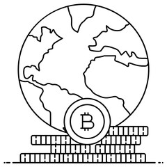 Wall Mural - 
Globe with bitcoins, global invest concept icon
