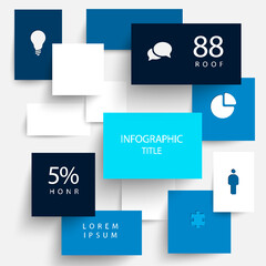 Wall Mural - Vector blue flat design infographic elements