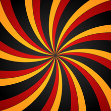 Black, Red And Yellow Spiral Swirl Radial Background. Vortex And Helix Background. Vector Illustration
