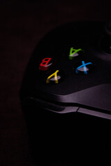 Fototapete - Saint-Petersburg-18 August, 2020: Joystick for game console on black background.