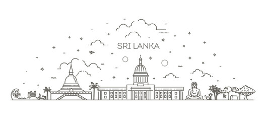 Sri Lanka line skyline with panorama in white background