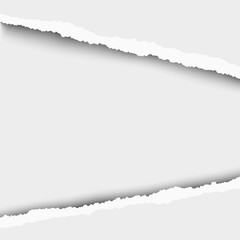 Wall Mural - Torn, snatched window in sheet of vector white paper.