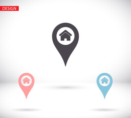 Wall Mural - Map pointer house vector icon , design Map pointer house illustration for web. Flat style Map pointer house