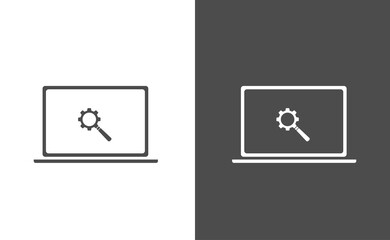 Aufkleber - Computer search icon in flat style. Device display business concept