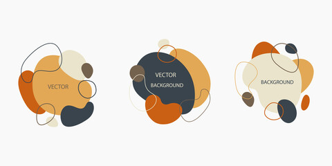 Poster - 
Vector set of abstract geometric shapes in flat style with copy space for text on a white background. Trendy  and minimalistic design for banner, cover, wallpaper, stories background  decoration.