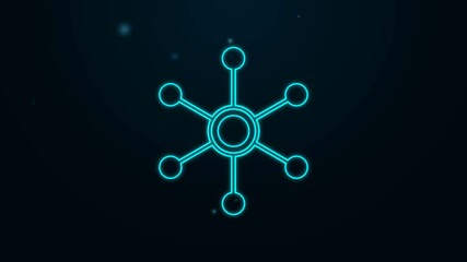 Poster - glowing neon line network icon isolated on black background. global network connection. global techn