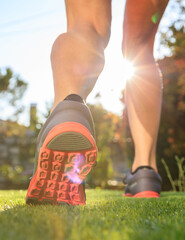 Wall Mural - Woman athlete shoes, healthy active lifestyle concept