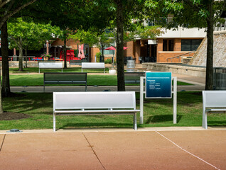 Wall Mural - outdoor seating at a public park in the Woodlands, TX.