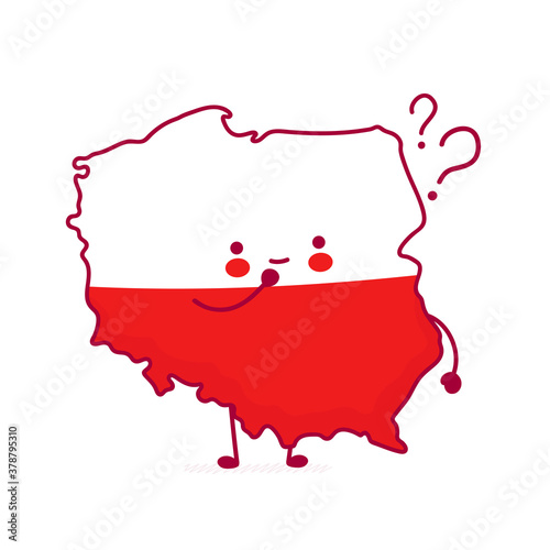 Fototapeta na szkło Cute Poland map character with question mark