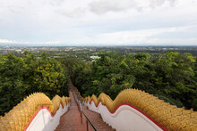 Long Naga Stair At Wat Prathat Doi Khum Temple, Chiang Mai, Thailand