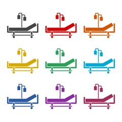 Wall Mural - Hospital bed icon, color set