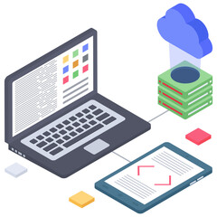 Canvas Print - 
Isometric icon of cloud technology vector 
