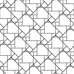 Poster - Geometric seamless pattern. Regular striped background. Abstract texture with lines. Repeating modern polygonal grid. Diamonds wallpaper. Black and white polygons square tiles. Vector illustrator