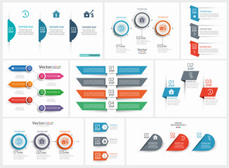 Wall Mural - colorful infographics collection, can be used for workflow layout, diagram, number options, web desi