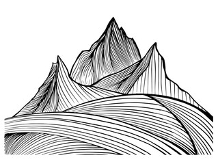 Canvas Print - Graphic drawing of a mountain from lines. Vector illustration