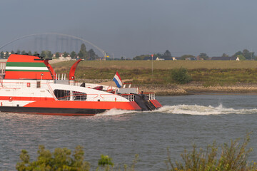 Wall Mural - cargo vessel on dutch river