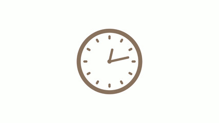 New brown gray 12 hours clock icon on white background