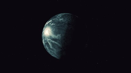 Wall Mural - beautiful 3d earth planet animation. space zoom spinning view, concept of climate change, dark night