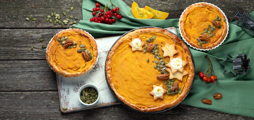 Festive traditional pumpkin pie