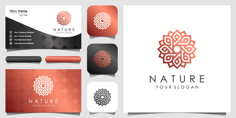 Wall Mural - Minimalist elegant floral rose logo design with line art style. logo for beauty, Cosmetics, yoga and spa. logo and business card design.