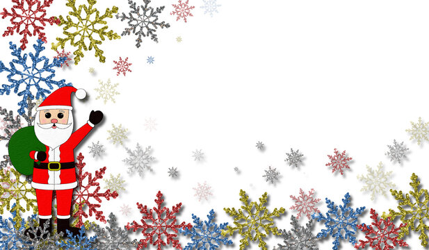 beautiful Christmas background with Santa Claus and snowflakes