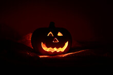 Scary Halloween Pumpkins Jack-o-lantern Candle Lit
