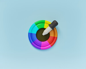Aufkleber - minimal style Color picker and Circular Color Wheel icon, symbol. 3d rendering