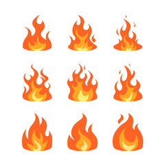 Wall Mural - simple vector flame icons in flat style