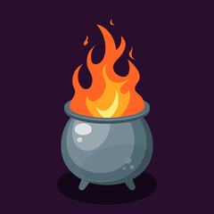 Wall Mural - Flame inside a cauldron, vector in flat style